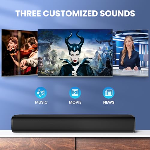 Yinet-EU Soundbar for TV, Bluetooth 5.3 56W Sound Bars ，17 Inch Small TV Speaker with 3 EQ-Modes, ARC/Opt/AUX Connect，Home Theatre Soundbars for PC/Gaming/Projectors