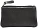 Leather Coin Purse Change Wallet Card Case Small Zip Bag For Men Women (Black)
