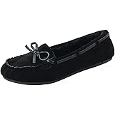 Blueberry Womens Faux Soft Suede Fur Lined Moccasin House Slippers Indoor Outdoor