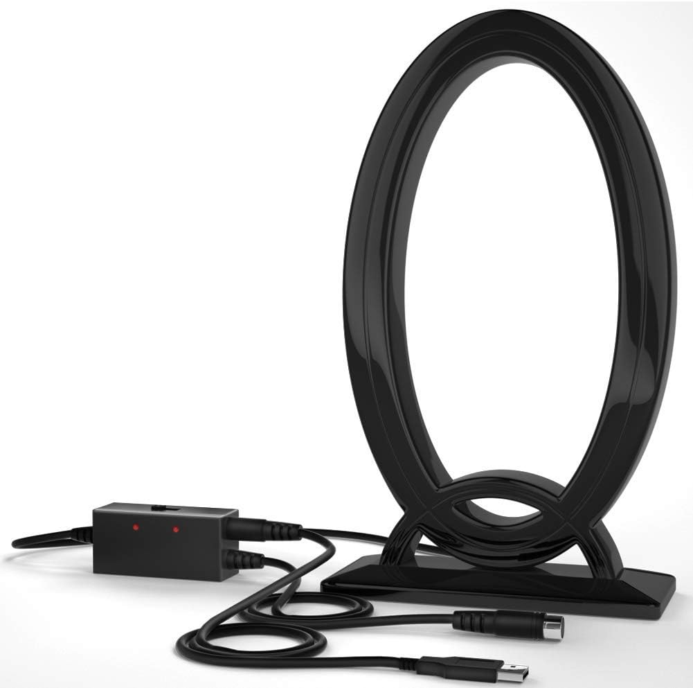 Digital TV Antenna, HDTV Antenna Indoor, Portable TV Antenna 80-120 Miles Long Range, HD Antenna with Amplifier Signal Booster Support 4K 1080P HD, 16ft Coaxial Cable USB Power Supply Adapter