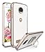 Moto Z Play Case, Moto Z Play Droid Case, Style4U Scratch Resistant Shock Absorbent Ultra Slim Crystal Clear PC Back TPU Bumper Case for Motorola Moto Z Play with 1 Ring Holder Kickstand (Rose Gold)