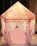 Sherosa Kids Indoor Princess Castle Play Tent - Outdoor Large Children Playhouse with LED Star Lights - Perfect Birthday Gift Presents For Child Toddlers Pink