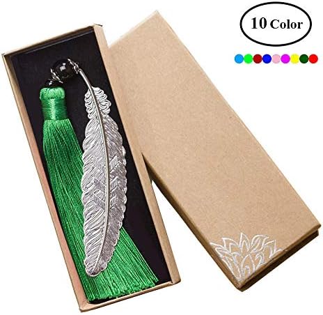 Retro Handmade Classical Chinese Style Silver Metal Feather Leaf Tassel Bookmarks Document Book Labels Page Marker DIY Gifts