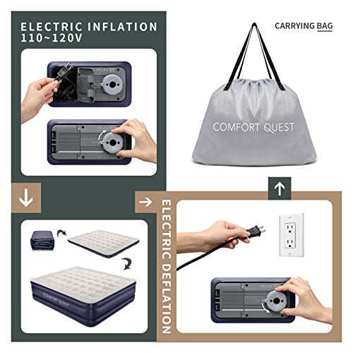 King Air Mattress With BuiltIn Pump For Guest, Inflatable Blow Up Air