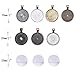 35 Pieces 7 Colors Pendant Trays Round Bezel, 35 Pieces Glass Cabochon Round Clear Dome-25 mm/1 inch Diameter (Colorful)