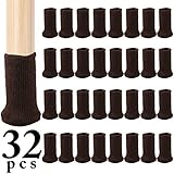 Furniture Socks, Outgeek 32 Pack Knitted Furniture Feet Socks Chair Leg Floor Protectors Chair Leg Socks (Brown with pad)