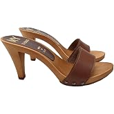 Italian Brown Leather Clogs - Made in Italy - MY6302 Marrone
