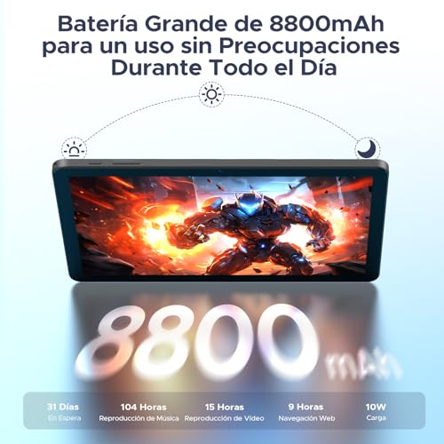 BIRDCLAW P10 Pro Tablet Android 16, Tablet 10 Inch with Gemini AI, 48GB RAM+128GB ROM/2TB, Octa-Core T7250, 120Hz, 8800mAh, 13MP+5MP, Face ID, GPS, 5G WiFi, OTG, Tablet with Keyboard and Pencil, Black