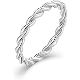 Vemhel Twisted Rings 925 Sterling Silver Stackable Ring Jewelry Gifts for Women