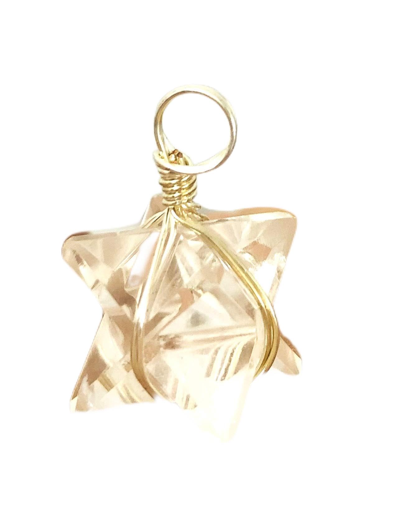 CRYSTALMIRACLE NATURAL CLEAR QUARTZ MERKABA STAR PENDANT POSITIVE ENERGY PEACE FASHION GIFT HEALING DIVINE HANDCRAFTED ACCESSORY