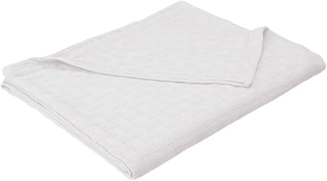 Amazon Com Superior Twin Twin Xl Blanket 100 Cotton For All Season Basket Weave Design White Home Kitchen