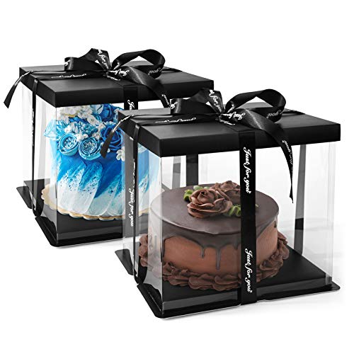 2 Pack Clear Cake Box Carrier 10" X 10" X 9" Cake Carrier Container