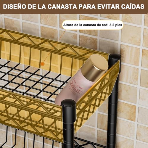 LOKOOY Estantería sobre el Inodoro, Organizador de Baño de 7 Niveles Ajustable, Mueble para Inodoro, Ahorro de Espacio con Ganchos (Negro Moderno)