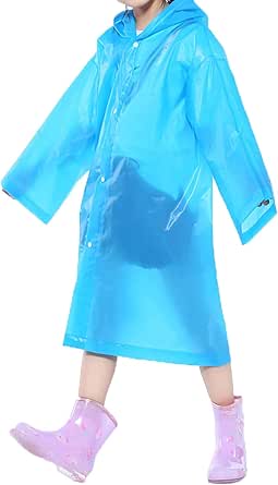 Portable Kids Rain Poncho, Opret Reusable Raincoat with Hoods and Sleeves, Durable, Lightweight for Outdoor Activities