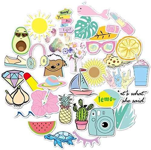 35 Pack Cute Nature Vsco Stickers for Water Bottles Laptops - Aesthetic Lovely Fashion Trendy Waterproof Vinyl Sticker for Hydro Flasks Luggage Mirrors Travel Phone - Scrapbook Decals for Teens Girls