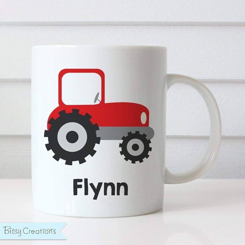 Tractor Mug Personalized Children's Cup with Child's Name (Plastic) Handmade