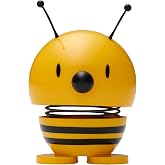 Hoptimist Bumble Bee, Yellow, Home Decor Ornament - Danish Design, Plastic W/Metal Spring, Small - Creates Cheerful Movement