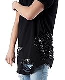 Tribear Men's Hipster Hip Hop Destroyed Drap Longline T-shirt
