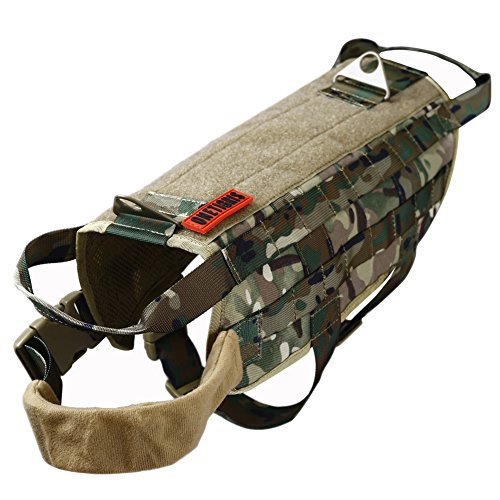 OneTigris Tactical Dog Training Vest Harness with Mesh Padding and Two Handles (Camo, S/33.5 cm)