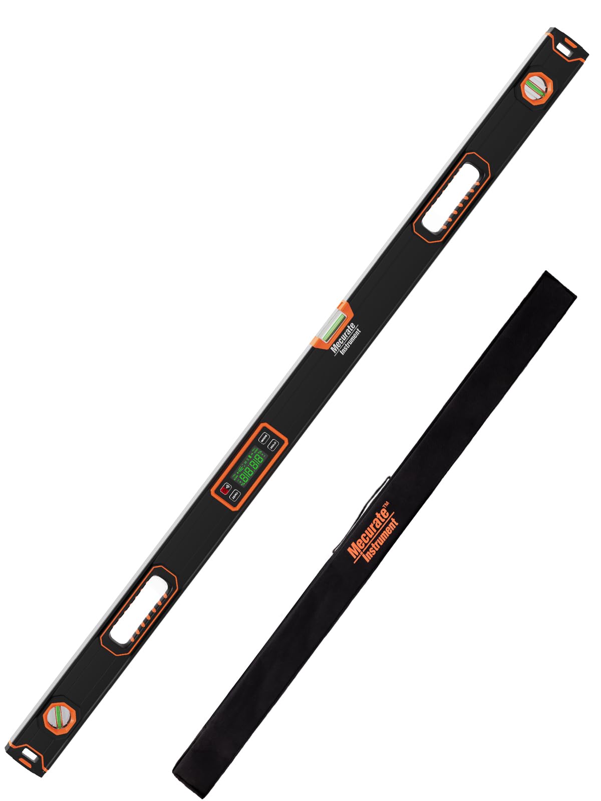 Mecurate 48-Inch Digital Level, Professional Smart Precision Torpedo Level Tool, Bright LCD Display, Audible Alerts, Magnetic Bottom, Dust Water Resistant, with Carrying Case