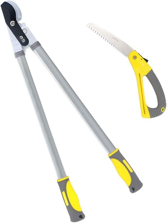 Jardineer 77cm Bypass Loppers & 41cm Pruning Saw. 4cm Ratchet Cut