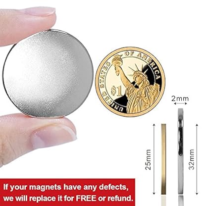 Strong Neodymium Disc Magnets with Double-Sided Adhesive, Powerful, Permanent, Rare Earth Magnets. Fridge, DIY, Building, Scientific, Craft, and Office Magnets, 1.26"D x 0.08"H - Pack of 20 - Image 8