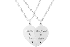MJartoria BFF Necklace for 2-Valentines Heart Matching Necklace Best Friends Pendant Friendship Necklace Set of 2 Birthday Gifts