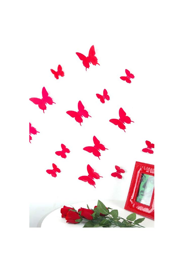 Ambiance-Live 12 3D Butterflies Sticker Set, Red