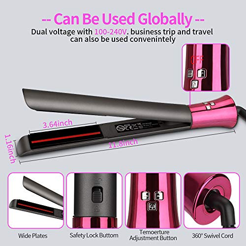 Flat Iron for Hair,MANLI Hair Straightener and Curler 2 in 1, Ceramic Infrared Flat Iron for All Hair Styling, Temp Setting and Auto Shut Off - Thumbnail 4