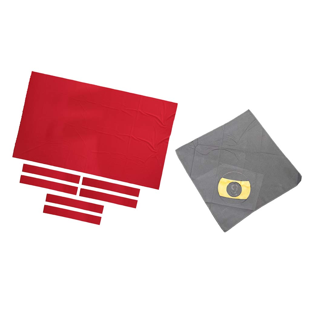 Esquirla Red Pool Snooker Table Cloth 6X Felt Strips for 9' Tables & Shaft Clean Towel