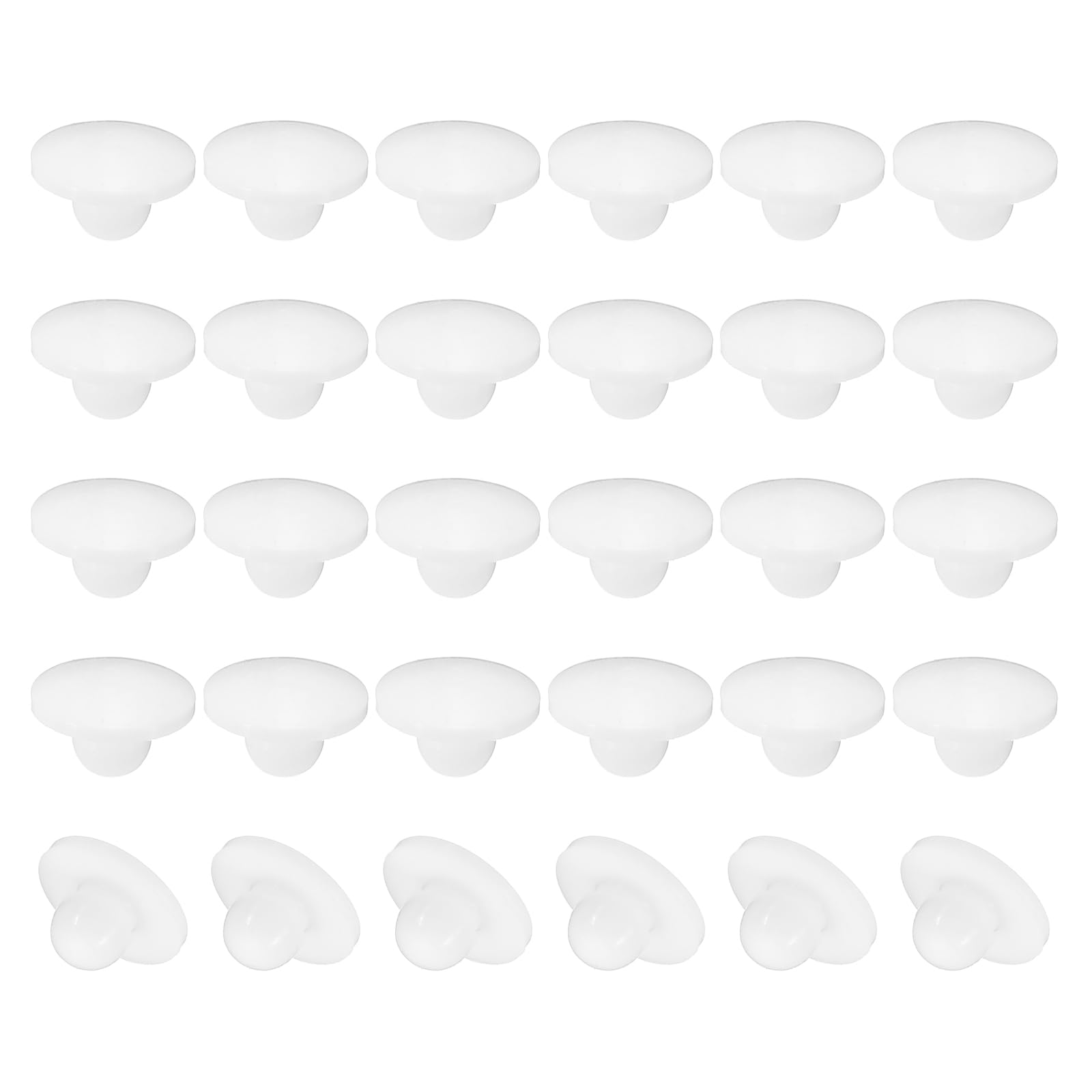 PATIKIL 5mm Diameter Silicone Round Snap, 40 Pcs in Type Locking Furniture Hole Plug Button Wide Edge Arc Protective Cover Fit for 5-5.5mm Hole for Seal Bulkhead Cylinder, White