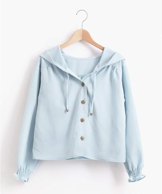 Amazon アメリエル マジェスティックレゴン Amelier Majestic Legon フードボタンブラウス ブルー S シャツ ブラウス 通販