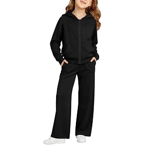 Girls Boys 2 Piece Sweatsuits Kids' Sweatsuit Set Solid Color Long Sleeve Zip Up Hooded Sweatshirt & Cargo Sweatpants Set