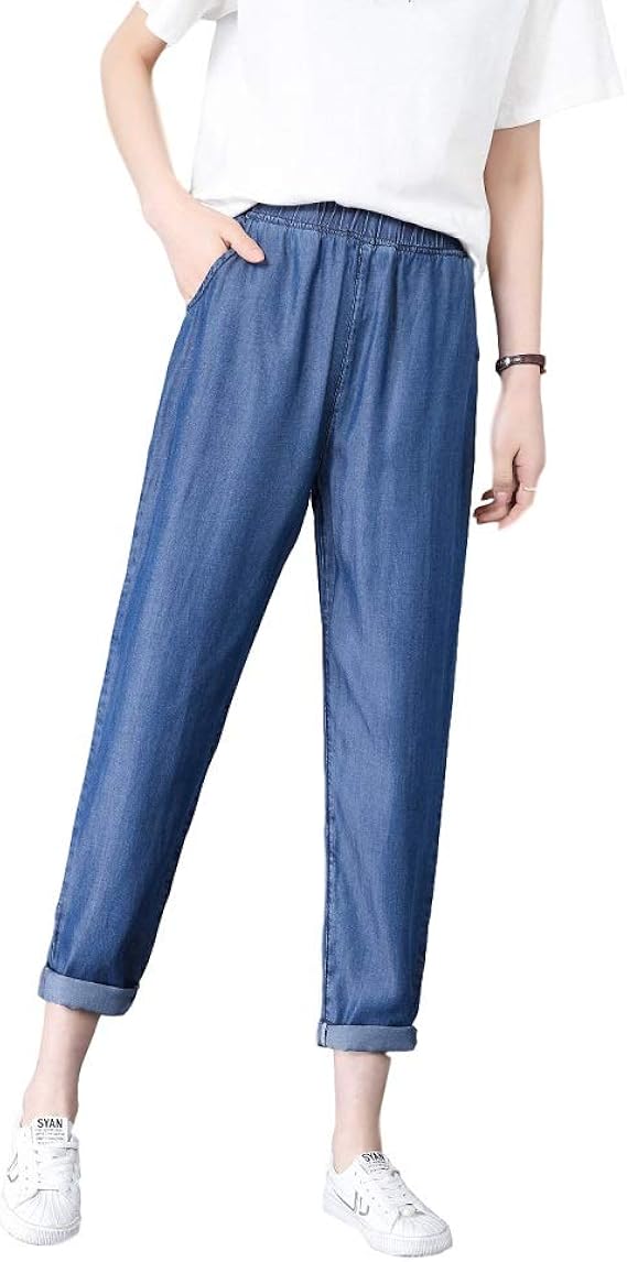 elastic waist jeans ladies