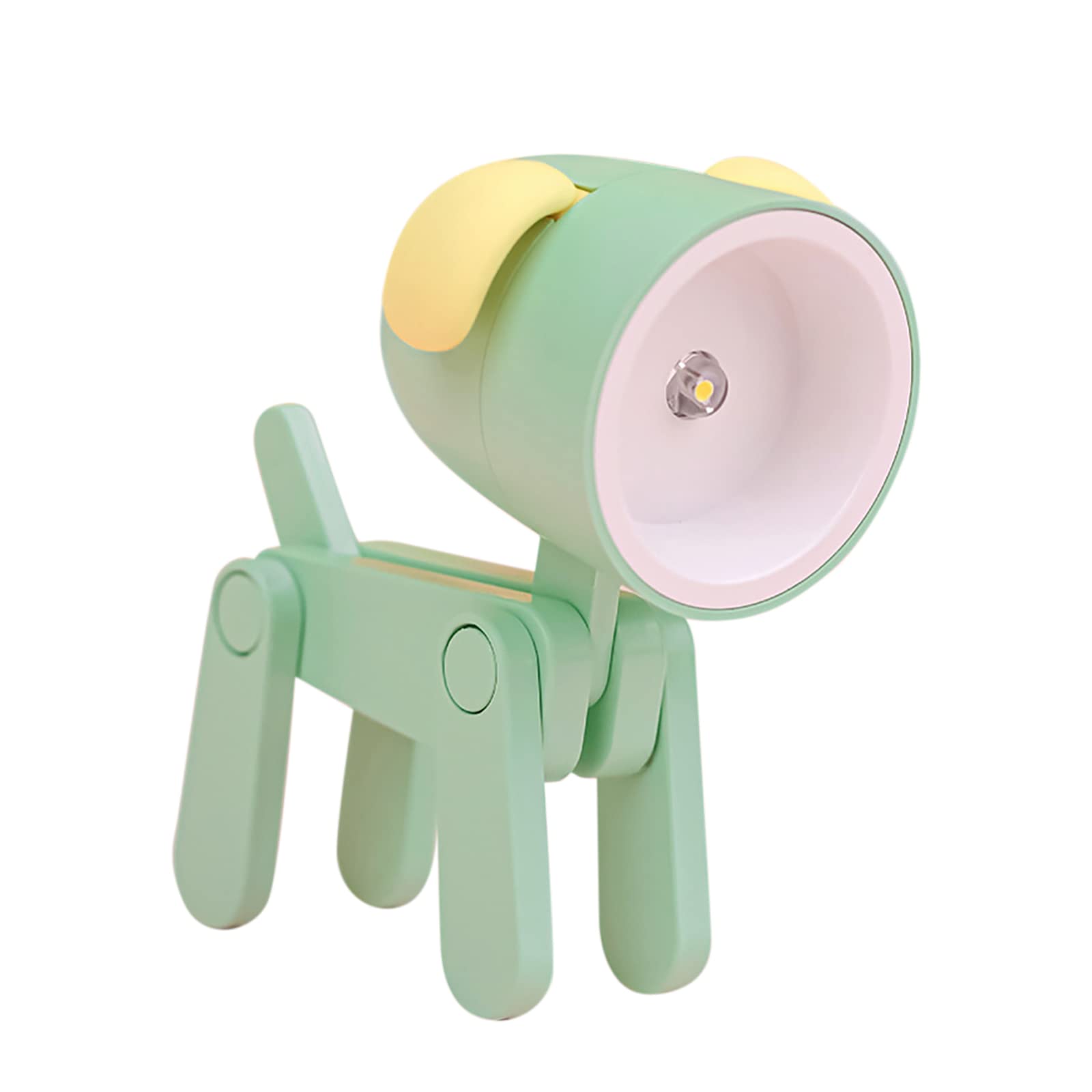 LED Cute Night Light Dog, DIY Cartoon Mini Lamp, Folding Cell Phone Stand Desk Lamp Animal Reading Light Decorative Ornaments Eye-Protection Lamp for Kids (Green Dog)