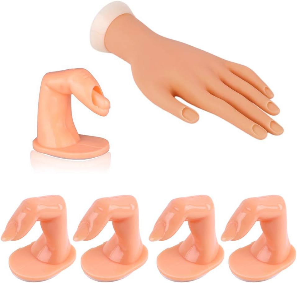 Plastic Model Nail Art Trainer Training Hand Tool + 5 Fake Finger Model