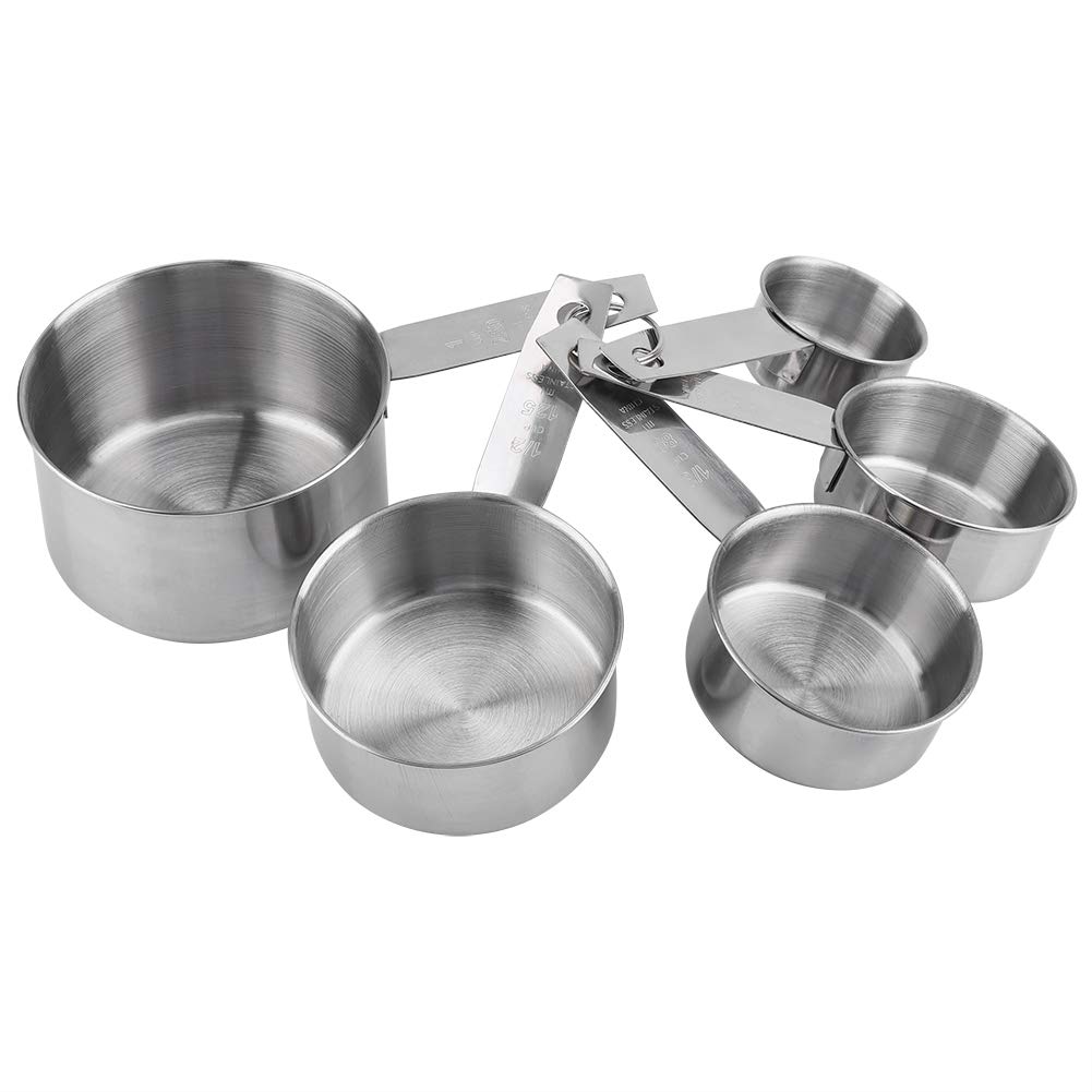 Nikou 5Pcs Measuring Cups Set, Stainless Steel Measuring Spoon Set Stackable Rust Resistant Baking Cooking Tool Liquid Dry Ingredients Measuring