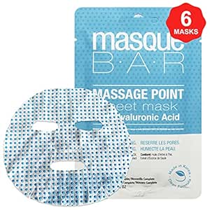 masque BAR Massage Point Facial Sheet Mask with Hyaluronic Acid (6 Pack) u2014  Korean Beauty Face Skin Care Treatment u2014 Moisturizes, Refreshes, Makes 