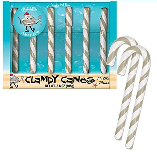 Archie Mcphee Clamdy Candy Canes 3.8 Oz! Six Clam-Flavored Candy Canes! Gray And White Stripes Colorful Sweets! Tastes Like A Can Of Clam! Choose Your Flavor! (Clam) - Thumbnail 2