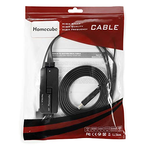 HDMI to AV Adapter, Homecube HDMI to RCA Converter Video Audio Cable Adapter with HDMI Coupler Support PAL/NTSC for Fire Stick, TV/STB/Blu-ray DVD/Xbox/PS3 PS4 - Thumbnail 6