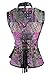 Charmian Women's Steel Boned Retro Goth Brocade Steampunk Bustiers Corset Top with Jacket and Belt Multicolored Large
