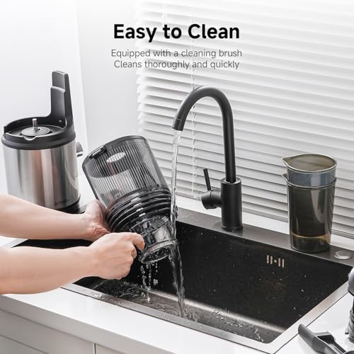 AMZCHEF Cold Press Juicer Machines, Slow Masticating Juicer with Low Noise DC Motor & Triple Filter, 160mm Wide Chute & 2L Capacity for Whole Fruits and Vegetables, Easy to Clean, Stainless Steel