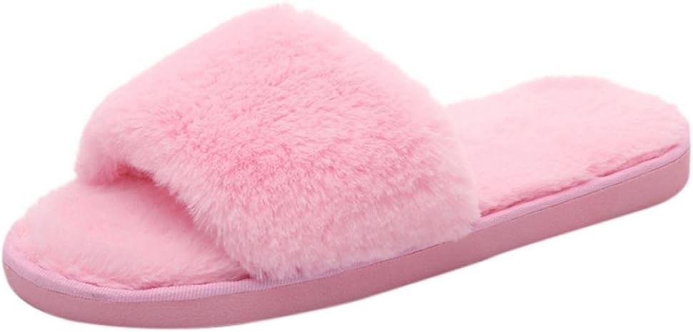 Women Shoes, Jaminy Womens Ladies Slip On Sliders Fluffy Faux Fur Flat Slipper Flip Flop Sandal