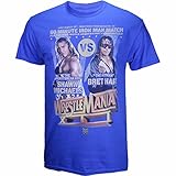 WWE Bret Hart vs Shawn Michaels Wrestlemania 12 Poster Shirt - Blue - Large