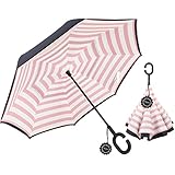 Monstleo Double Layer Inverted Umbrella Cars Reverse Umbrella, Windproof UV Protection Big Straight Umbrella for Car Rain Outdoor With C-Shaped Handle and Carrying Bag …