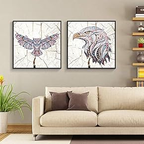 Framed Canvas Wall Art for Living Room, Bedroom Wood Panels Birds Illustration Canvas Prints for Home Decoration Ready to Hang - 16"x16"x2 Panels