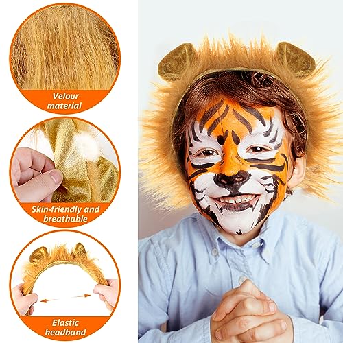 3 otters Lion Costume for Kids, 3PCS Lion Cosplay Accessories Lion Tail and Headband Dress Up Makeup Accessories for Halloween Party