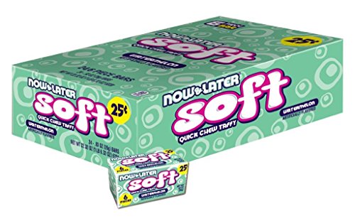 Now & Later Soft Taffy Chews, Watermelon, 0.93 Ounce Bar, Pack of 24