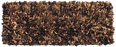 TEXTURES LLC Leather Shaggy Brown Tan Runner Rug (2' x 6')