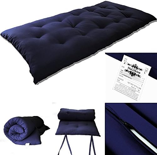 3" Tatami Floor Mat- Japanese Bed, Rolling Bed, Thai Massage Bed, Mattresses, Floor Bed, Floor Mattresses (Queen Size(3"x60"x80"), Navy Blue)